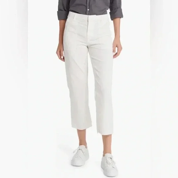 Frank & Eileen Blackstone Utility Pants Women 8 Chalk Italian Twill NWOT $298